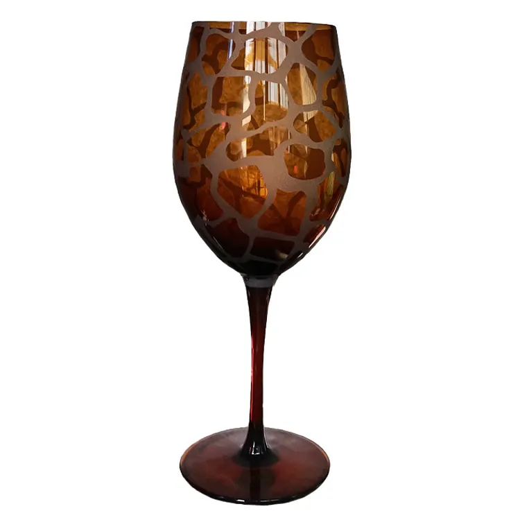 Матовые бокалы для красного вина, винтажный ЯНТАРНЫЙ БОКАЛ, средневековый Леопардовый принт, бордовый бокал для вина