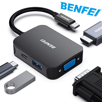 BENFEI USB C Hub 4-in-1 Berbahan Aluminium dengan Port USB C VGA/USB 3.0, Pengiriman Daya 60W, Kompatibel dengan Laptop MacBook Pro, Baru