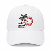 Casquette de baseball personnalisée avec logo brodé plat, 100% coton sergé blanc, visière incurvée, style Dad Hat, unisexe, sportive et décontractée, motif Fruits/Léopard Quatre