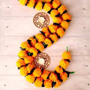 Ghirlanda Decorativa di Halloween Huaien, Ghirlanda di Fiori di Calendula Finta con Campanelle, Stile Messicano del Giorno dei Morti e Sud-Est Asiatico - Product Image 4