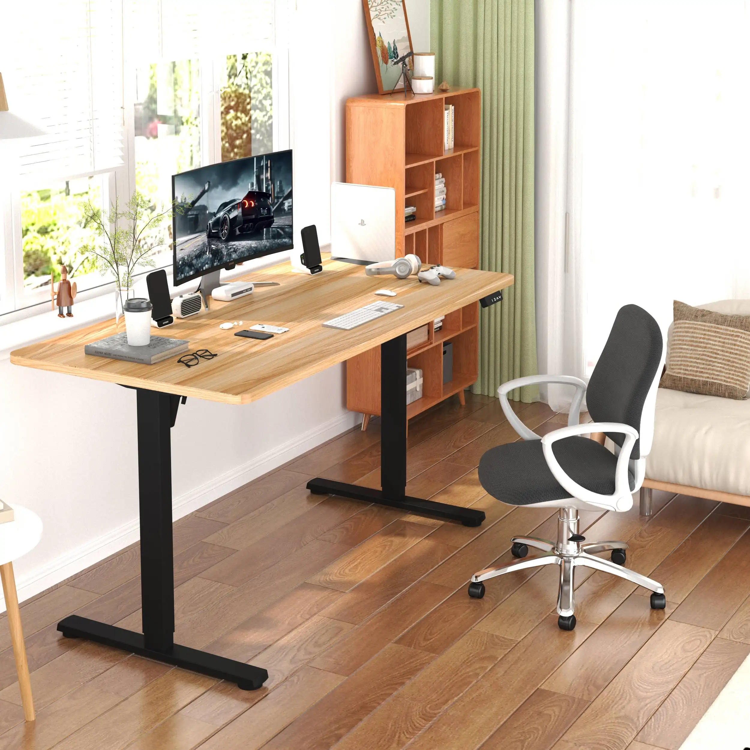 NEW Single Motor 2 Stages Legs Electric Desk Height Adjustable Stand-sit Desk For Office and Home