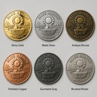 Pièce de monnaie commémorative personnalisée en alliage de zinc avec ruban bleu, motif 3D en relief, souvenir métallique avec boîte en velours, sans quantité minimale de commande, vente en gros