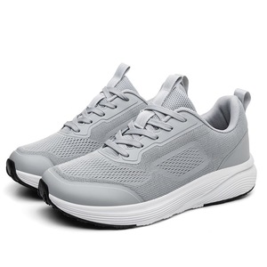 Light Gray Mesh Walking Shoes Lace-Up Round Toe Breathable EVA Midsole Rubber Outsole All Seasons Solid Color wholesale - Product Image 1