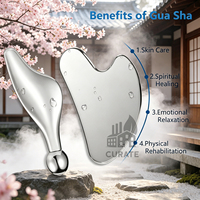 Outil facial Gua Sha en acier inoxydable avec logo personnalisé, plaque Gua Sha en métal pour raffermir le visage, sculpter la ligne de la mâchoire et réduire les gonflements
