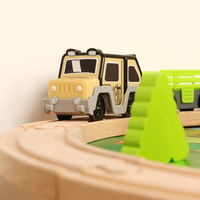 Train de Safari en Bois avec Piste et Jouets pour Tout-Petits, Tapis de Jeu Animaux du Zoo (Lion, Girafe, Éléphant), Jouets Éducatifs pour Enfants