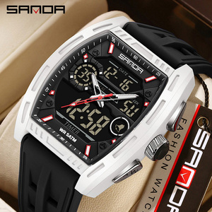 Reloj Sanda 6321 Minimalista con Forma de Barril para Adolescentes y Estudiantes, Reloj Deportivo Multifuncional a Prueba de Agua para Exteriores con Alarma y Función de Repetición - Product Image 3