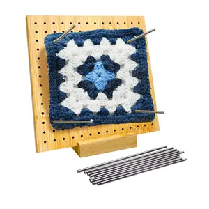 Placa de bloqueio para crochê, blocos de malha, pinos de suporte e tapetes de bandeja para tricô com 20 pinos de haste de aço inoxidável