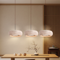 Lustre en travertin jaune Wabi Sabi pour restaurant, lampe suspendue LED décorative pour chambre à coucher avec plafond haut et pierre naturelle