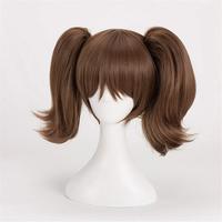 Perruque de cosplay Xingwang Queen Anime, courte, marron, en fibre haute température, avec double queue de cheval à clipser, pour femme, idéale pour les fêtes