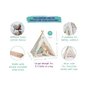 Offre Spéciale coton naturel tente <span class=keywords><strong>de</strong></span> jeu pour enfants monocouche été <span class=keywords><strong>jardin</strong></span> plage Camping <span class=keywords><strong>tipi</strong></span> Style château maison pour enfants - Product Image 3