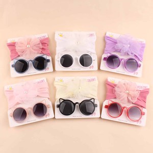 0‑3 Years Infant Nylon Headband With <b>Cat</b> Ear Sunglasses Set Pearl Flower Baby Hairband Baby Shower Newborn Girl Gift - Product Image 1