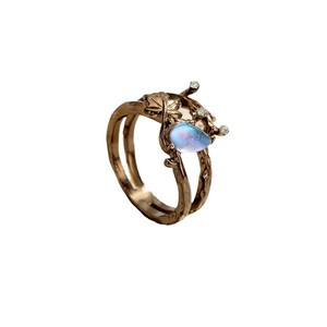 Bague rétro en forme de goutte d'eau, design branche d'arbre et feuille d'érable, bijoux unisexes, cadeau - Product Image 5