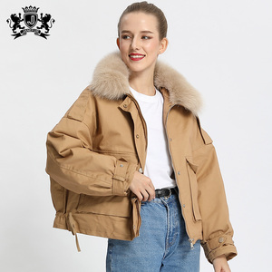 Veste en duvet <span class=keywords><strong>de</strong></span> <span class=keywords><strong>canard</strong></span> pour femme, Parka d'hiver avec col en fourrure <span class=keywords><strong>de</strong></span> renard, vêtement d'extérieur épais et chaud, manteaux bouffants - Product Image 1