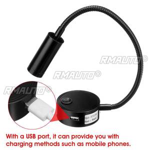 Lampe de lecture 12V-24V avec port de charge USB, éclairage intérieur flexible à LED pour voiture, camping-car, caravane, bateau, camping - Product Image 4