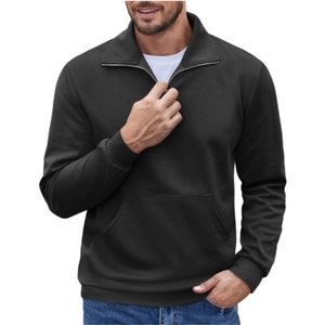 MOQ 50 Half <b>Zip</b> Sweatshirt Men's Quarter <b>Zip</b> <b>up</b> Long Sleeve Casual Polo Sweatshirt Slim Fit Mock Neck Sweaters with Pocket - Product Image 5