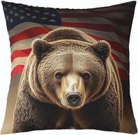 Housse de coussin camouflage 4 pièces motif animaux (ours, loup, cerf) et drapeau américain, idéale pour la maison, la chambre et le canapé