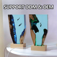 Lampe créative en résine époxy et bois, faite à la main, multicolore, thème océan, lampe aquatique, plongée en eaux profondes, pour les passionnés de plongée en grotte