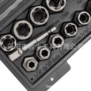 Juego de 14 extractores de tornillos de grado industrial con accionamiento de 3/8 pulgadas para tornillos dañados - Product Image 2