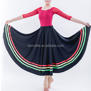 A2332 <strong>Full</strong> <strong>Length</strong> Long Black Dance <strong>Skirt</strong> Black Nylon Character Dance <strong>Skirt</strong> Wholesale Girls Character Modern Dance <strong>Skirt</strong> - Product Image 5