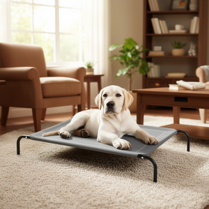 Lit surélevé pour chiens de taille moyenne à grande, en nylon, amovible, lavable, pour intérieur, toutes saisons, rectangulaire - Product Image 2