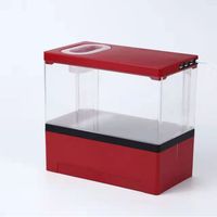 Mini aquarium écologique rectangulaire de bureau en acrylique, recharge USB, multifonctionnel, auto-circulant, avec lumière et support pour téléphone