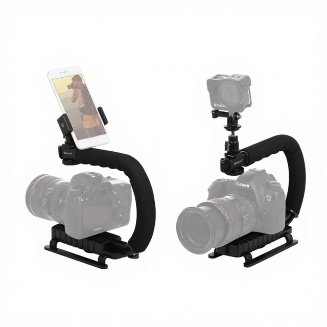 PULUZ U Grip C-Shaped Handgrip Camera Stabilizer Camera Stabilizer Handle for Vcr DV Camcorder Shoe Mount Handle Pz 3113