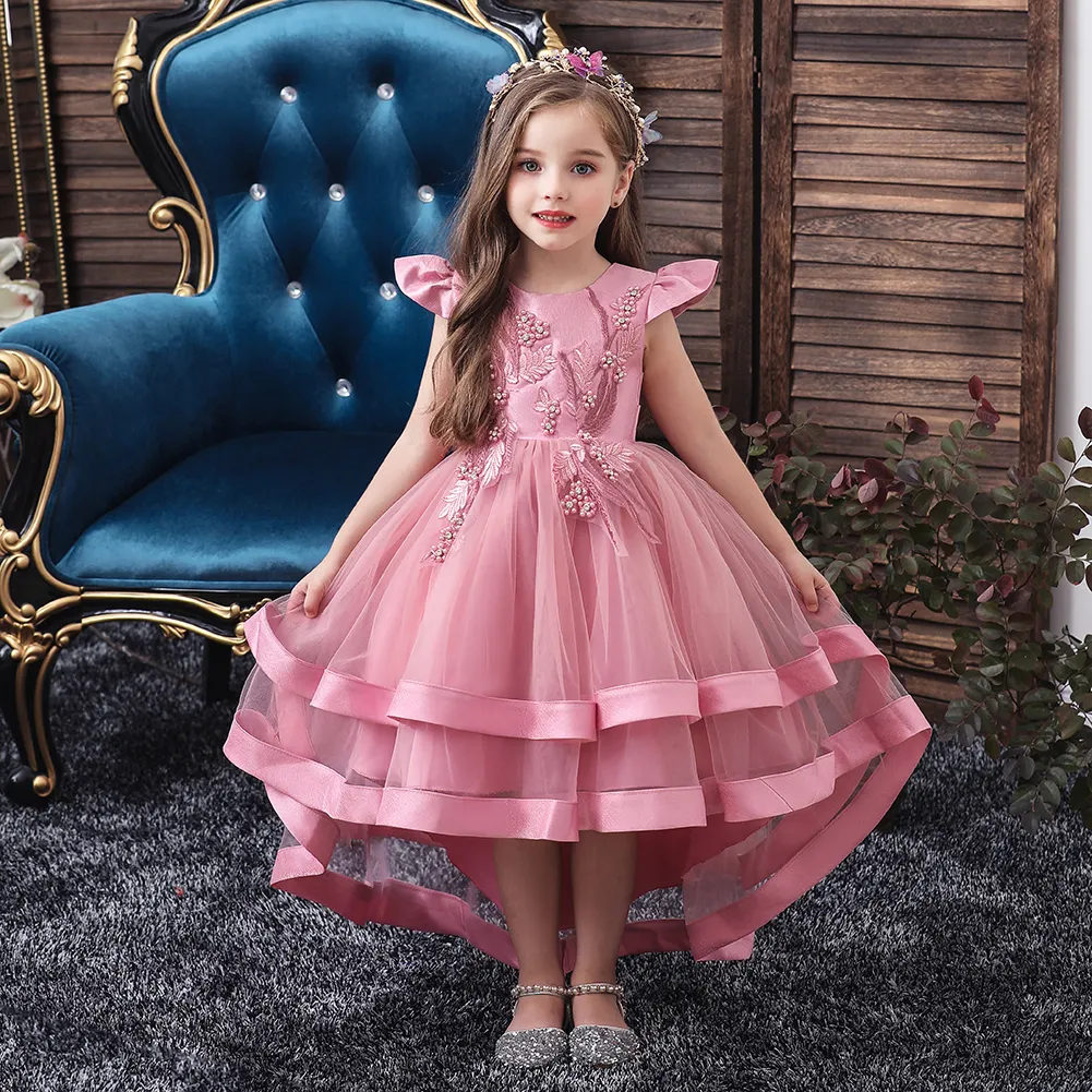 European children Fluffy Girl Piano evening 3D embroidered Princes dress for party wedding clothes girls 3-12Y