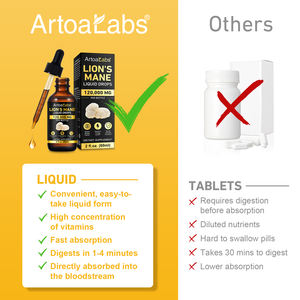 Hete Aanbieding Biologische Leeuwenmanen Vloeibare Druppels Leeuwenmanen Paddenstoel Supplement voor Geheugen Concentratie Helderheid Hersenen Booster Immuunsysteem Ondersteuning - Product Image 5
