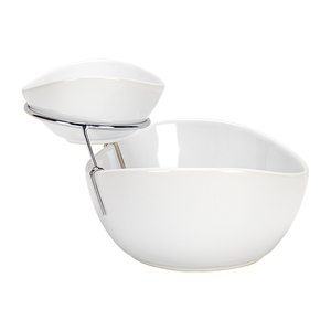 Ciotole per Insalata e Frutta in Porcellana <span class=keywords><strong>a</strong></span> 2 Livelli con Supporto in Acciaio Inox, Design Dew, Vendita Calda 2023 - Product Image 2