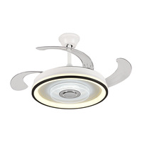 Ventilateur de plafond avec haut-parleur Bluetooth, commande vocale invisible, style nordique minimaliste moderne, adapté à la salle à manger, au salon