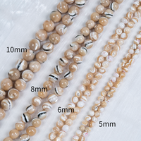 Perles de coquillage Trochus rayées naturelles, brin de 5 à 10 mm, perles de coquillage rondes lisses pour accessoires de bijoux faits à la main