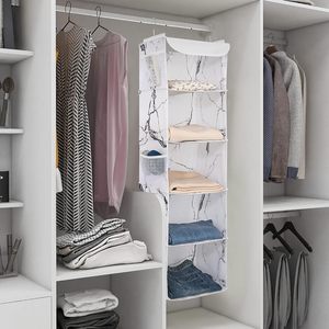 5 Shelves Hanging Closet Organizer 1 Pack Fabric <b>Storage</b> With 6 Side Pockets For Clothes <b>Shoes</b> Bedroom Use - Product Image 4