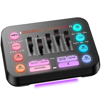 Professionelles Audio-Mischpult Streaming RGB-Mixer-Set mit XLR Dynamischem Gesangsmikrofon Sprachaufnahme mit Lautstärkeregler, Monitoring