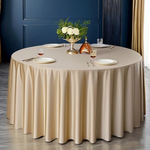 Luxury Satin Champagne Gray Round <strong>Table</strong> <strong>Cloth</strong> Decoration Solid Color Multiple Size for Weddings Parties Banquet Conference - Product Image 1