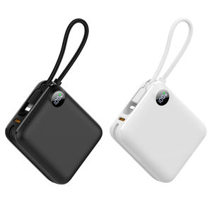 Портативное зарядное устройство для мобильных телефонов на 10000 мАч с литий-полимерным аккумулятором, ультратонкое, со встроенными двойными кабелями PD USB-C - Product Image 1