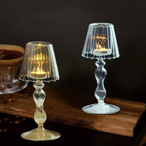 European Table Lamp <strong>Glass</strong> <strong>Candlestick</strong> Colored <strong>Glass</strong> Votive Candle <strong>Holder</strong> for Table Wedding Centerpieces - Product Image 2