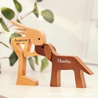 Handgefertigte Holz-Hundestatue als Geschenk Holzschnitzerei Hundestatue für Zuhause Büro Wohnzimmer