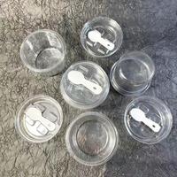Contenant à dessert rond en plastique PET transparent jetable de 250 ml avec couvercle et cuillère, écologique, pour gâteau, yaourt, pouding, mousse