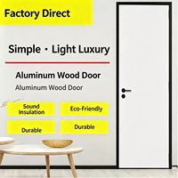 Portes intérieures ultra-minces modernes en aluminium et bois pour chambre à coucher, résistantes à l'humidité et aux insectes, avec panneau en cristal de carbone et finition double bordure