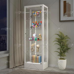 Kim loại Khung kính vitrine hiển thị Showcase tùy chỉnh có thể khóa chống bụi góc hình xe mô hình Showcase thiết kế với ánh sáng LED - Product Image 4