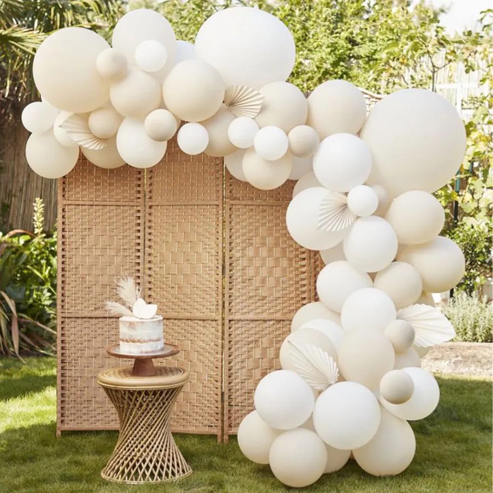 Globos de arena blanca mate, arco de globos para boda, ducha nupcial, decoración para fiesta de cumpleaños de bebé, globos de helio