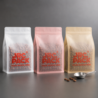 Sacs refermables en plastique transparent mat à fond plat, anti-odeur, imprimés numériquement, avec valve, pour emballage de café