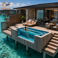 Spa de nage de luxe en fibre de verre de qualité marine de 20 pieds, avec jacuzzi de 40 pieds, conteneur hors sol et terrasse en bois pour jardin