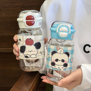 Botella de Agua de Vidrio con Diseño de Dibujos Animados, con Funda y Doble Boquilla, Taza de Viaje para Mujer, Primavera 2025, de Borosilicato Transparente - Product Image 4