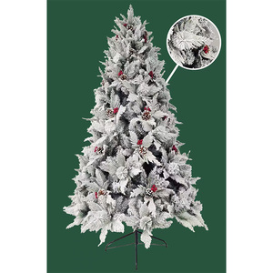 Vente en gros de sapins de Noël artificiels en plastique floqué de 1,2 m à 2,4 m, avec aiguilles de cèdre et cônes de pin en PE, et décorations - Product Image 1