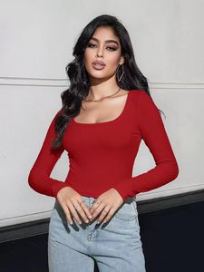 Automne Sexy <span class=keywords><strong>côtelé</strong></span> recadrée à manches longues haut court femmes mode haut court coupe ajustée tissu <span class=keywords><strong>côtelé</strong></span> <span class=keywords><strong>t</strong></span>-shirts - Product Image 4
