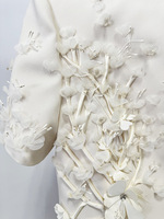 Nouvelle robe élégante pour femmes, style célébrité, à fleurs 3D, à col rond, à manches courtes, robe de soirée