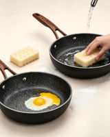 Ensemble de casseroles antiadhésives, poêle à frire 2 pièces, compatible avec toutes les plaques de cuisson, y compris l'induction, passe au lave-vaisselle, noir.