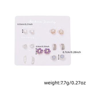 Juego de Aretes Estilo Coreano, Aleación con Baño Electrolítico, Piedras de Imitación, Diseño de Corazón, Luna y Estrella, Regalo, Joyería de Moda - Product Image 4