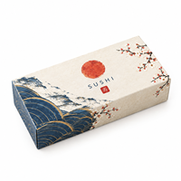 Boîte à sushi à double tiroir en papier alimentaire imprimé sur mesure, emballage recyclable pour la vente à emporter, emballage alimentaire pour restaurant
